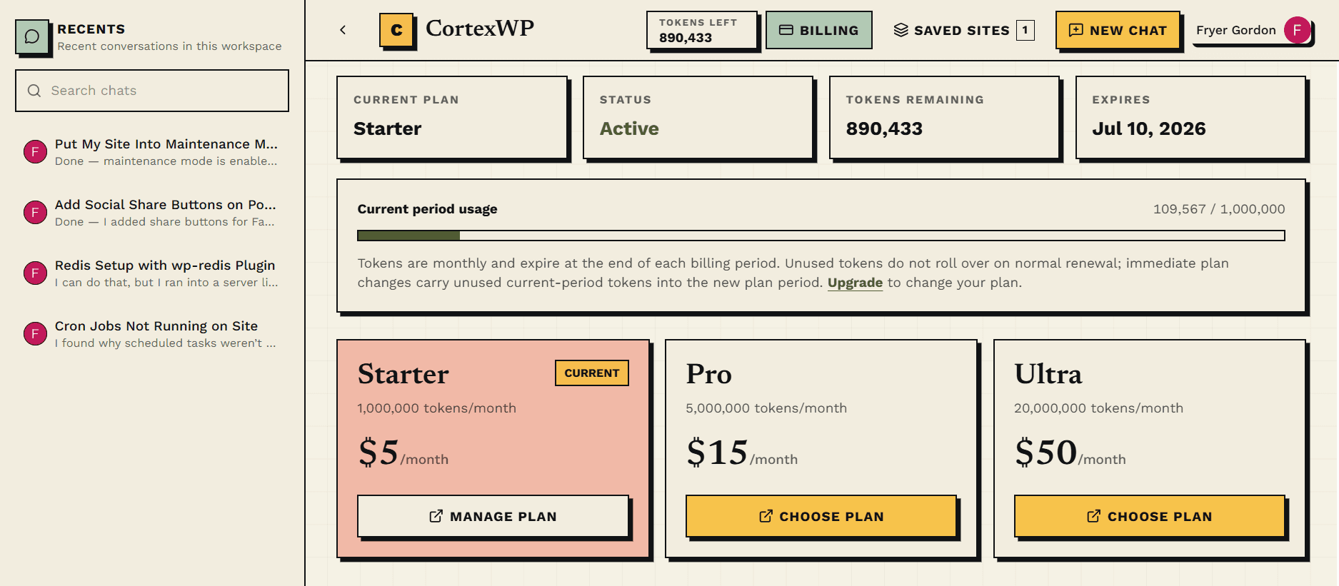 CortexWP WordPress AI site connection options for SFTP access and the connector plugin