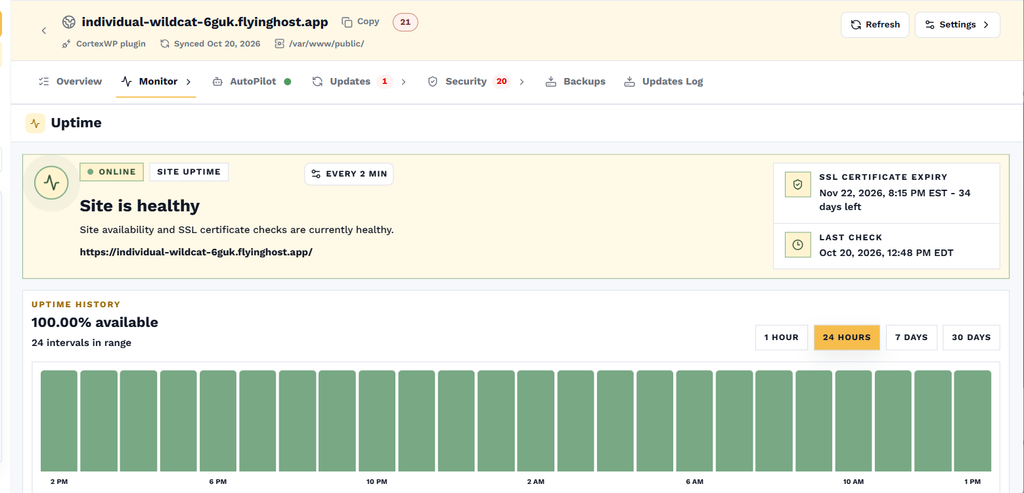 CortexWP Uptime Monitoring