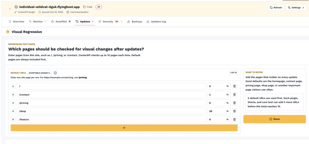 CortexWP Visual Regression testing